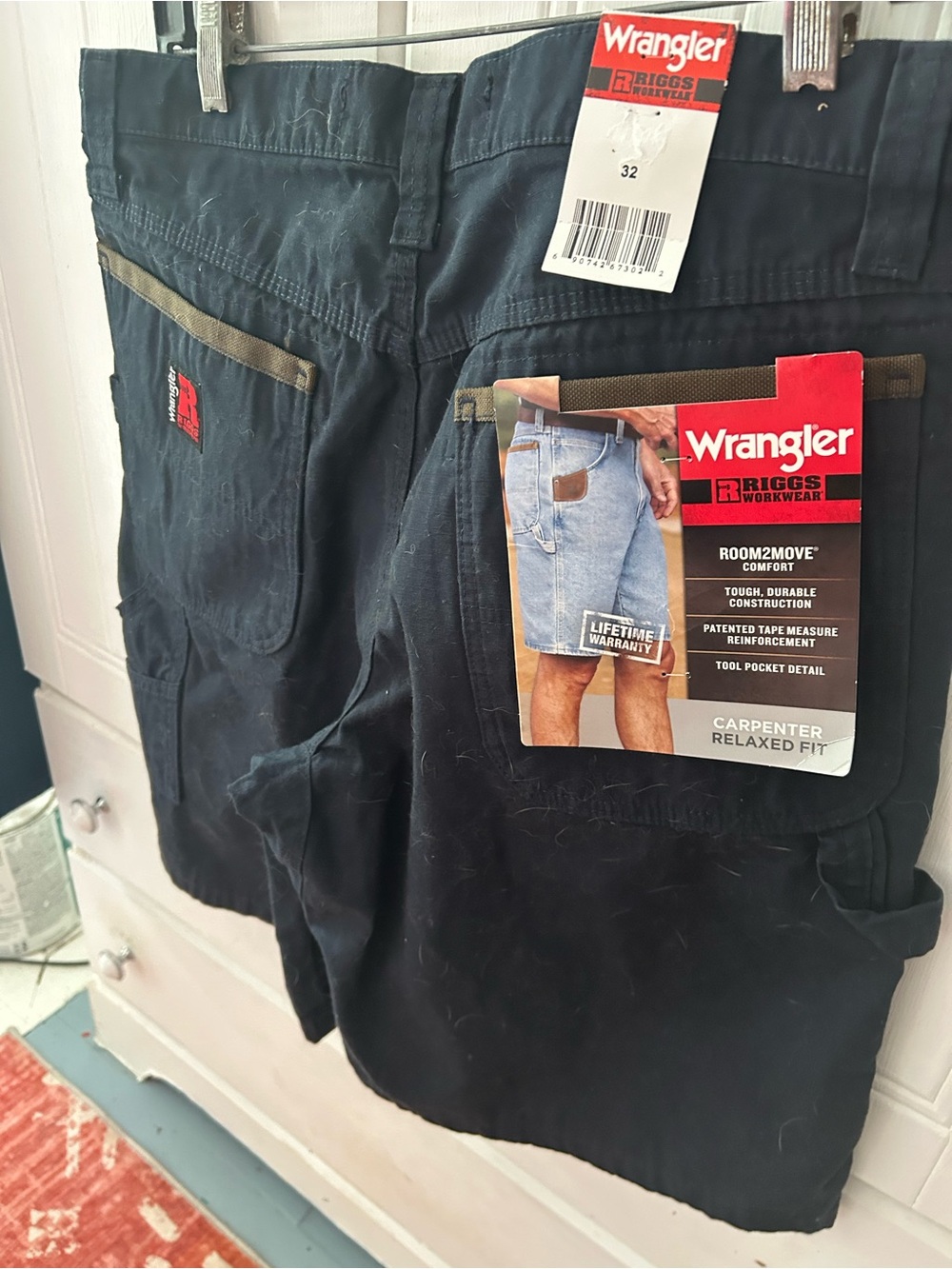 NWT WRANGLER RIGGS WORKEAR Black carpenter shorts with olive trim and heavy duty